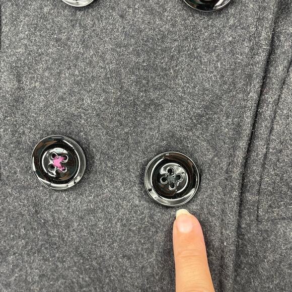 Y2K Miss Sixty Wool Military Hooded Pea Coat Sz S Double Breasted Goth Academia - Picture 10 of 12